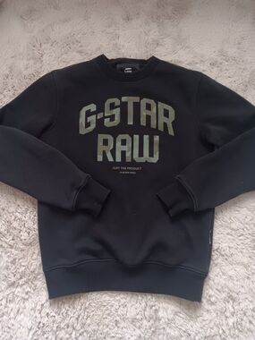 G-Star Black Crewneck Sweatshirt with Green Camo Logo